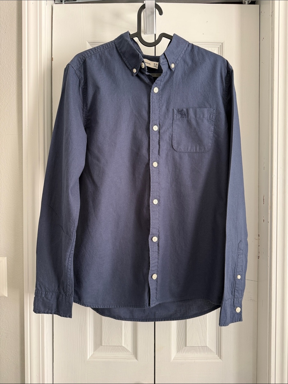 Boy’s Navy Button-Down Cotton Shirt - Classic Long Sleeve
